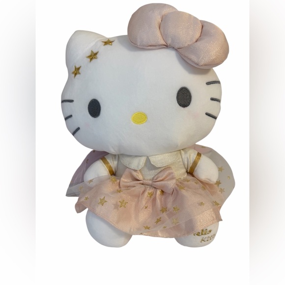 Medium sized Hello Kitty Plush in Pink and Gold Star Dress - Like New - Picture 2 of 4